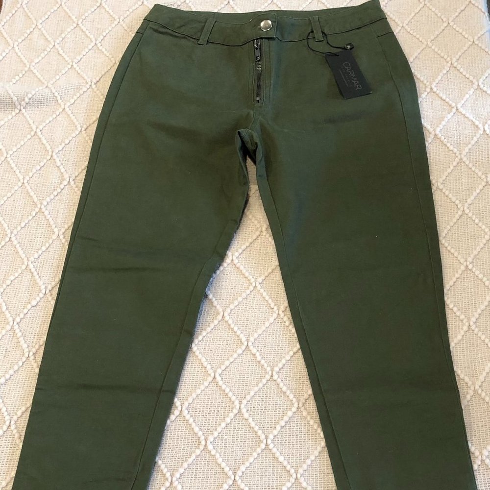 Carmar Green Skinny Pants with Ankle Zippers
